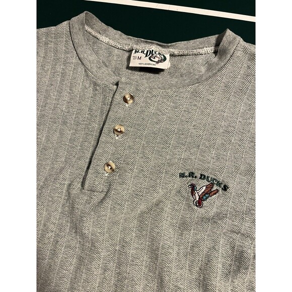 VINTAGE M.R. Ducks Ocean City MD Short Sleeve Henley Shirt MEDIUM Stripe 90’s Mr - Picture 1 of 8